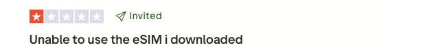 One star review, unable to use the eSIM
